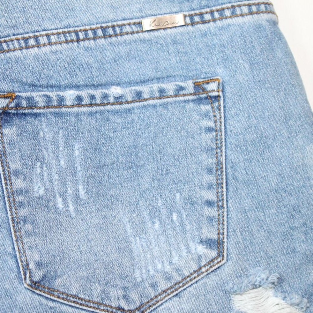 KanCan Button Fly Cut Off Jean Shorts Light Hi Rise Distressed Size Large H12810 - Picture 8 of 12